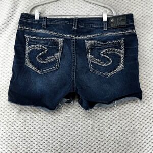 Silver Jeans Suki Cutoff Denim Shorts Embellished Pockets Western Summer Sz 20‎